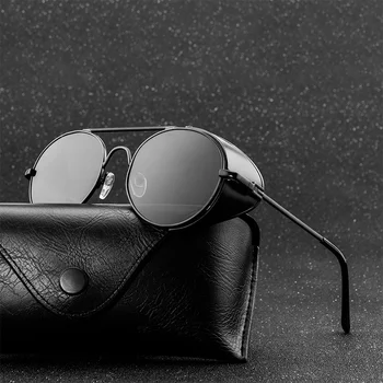 Apaļas Saulesbrilles Vīrietis Sieviete Zīmolu, Dizaineru, Vintage, Saules Brilles Klasiskās Brilles Braukšanas Metāla Steampunk Retro Oculos De Sol