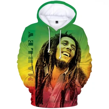 Vīriešu sporta Krekls pelēkā vārna Hip Hop Bob Marley 2023 Iela Valkāt Vīriešu 3D Drukāšanas Kapuci sporta Krekls Pulovers Harajuku Kabatas Modes