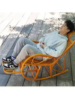 Šūpuļkrēsls Recliner Pieaugušo Pusdienas Pārtraukums Locīšanas Veciem Cilvēkiem Speciāli Atpūtas Kārklu Slinks Krēslu Vasaras Atpakaļ, Vienkārši Un Bez Maksas
