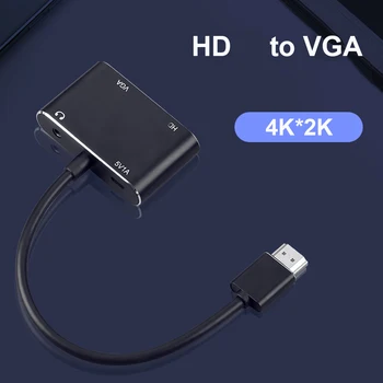 HDMI-saderīgam uz VGA HD Slēdzi, Atbalsta 4K Ar Micro USB UN 3,5 MM Audio Jack Klēpjdatoru Projektors HD VGA Converter