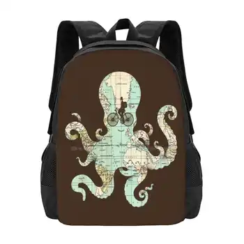 Visā Pasaulē Liela Jauda, Skolas Mugursoma Klēpjdatoru Somas Astoņkāji Ceļojumu Cilvēks Velosipēdu Karte