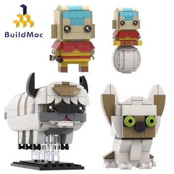 Buildmoc Ķieģeļu Modeli, kas Anime Filmu Skaitļi Appa Avatar Brickheadz Builidng Bloki Lelles DIY Izglītojošas Rotaļlietas Bērniem Dāvanu
