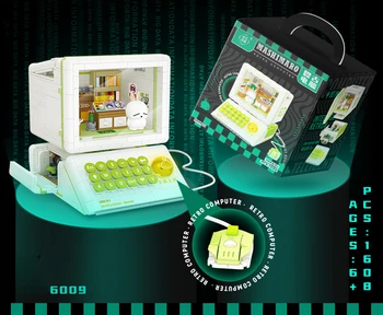 Retro Datora Modelis Montāža Celtniecības Bloki Desktop Apdare Bērnu Rotaļlietas