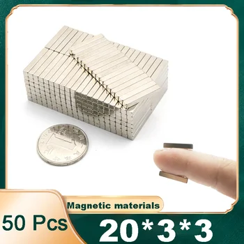 50 Gab. Bārs Magnēts Neodīma dzelzs bors Spēcīgu Mazo Magnētiskā Bloka Dzelzs segšanas Akmens 20*3*3mm niķelēta Magnētisko svītru