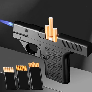 3-jauda Integrētu Pistole Formas Vieglāks Pretvēja Zilu Liesmu Strūklas Gāzes Daudzfunkcionālas Šķiltavas Cigarešu Aksesuāri