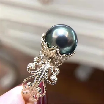 DIY pērle piederumi S925 sudraba gredzens vintage dobi pērle korektors Fit 11-13mm pērlītēm