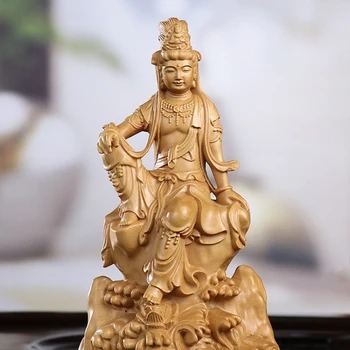 Boxwood griešanai masīvkoka apdares skaitļi bezmaksas Avalokitesvara Budas mājas rotaslietas dzīvojamā istaba Ķīniešu piedāvā dāvanas