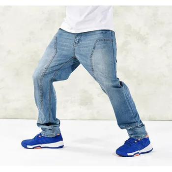 Jauns Vīriešu mīksti džinsi vīriešu baggy jeans denim hip hop bikses gadījuma zaudēt skeitborda džinsu bikses