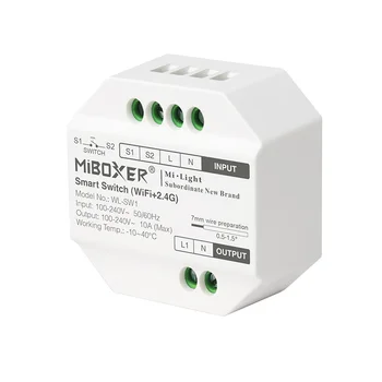MiBoxer LED Kontrolieris Wifi+2.4 G Smart Switch RF Push Reostats WL-SW1 100-240V App /Balss /Tālvadības pults