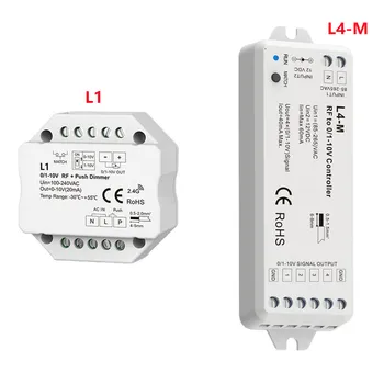 AC100-240V L1/L4-M RF 0/1-10V Reostats 1/4 kanāla signāla izejas 256 līmeņi RF dimming tālvadības vienmērīgi, bez flash