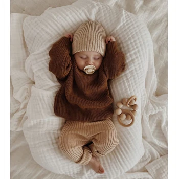 Adīti Džemperi par Jaundzimušajiem tīrtoņa Krāsu Mīksts Bērnu, Meiteņu, Zēnu Drēbes Toddler Adīt Džemperis 2023 Rudens Zīdaiņu Apģērbu