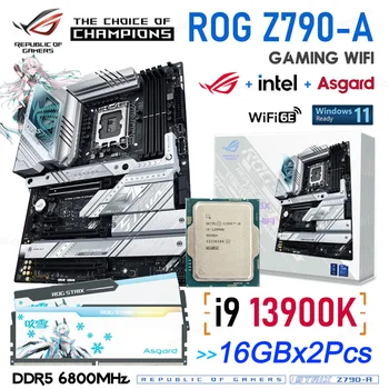 Jaunu LGA 1700 Mātesplati Komplekts ASUS ROG STRIX Z790-SPĒĻU WIFI Darbvirsmas Mainboard Ar Intel Core i9 13900K Asgard 6800MHz 32GB
