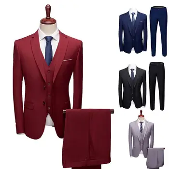 Drausmīgs Formālu Uzvalku 3 Gabals, Kas Visi Atbilst Biznesa Uzvalks Slim Fit Formālu Uzvalku Atdala