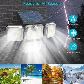 333 Led Āra Saules Gaismas, Kustības Sensors Spēcīgs Led Lukturis Uzmanības Centrā Ir Saules Enerģijas Ūdensizturīgs Āra Dārza Sienas Dekori