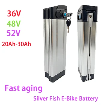36v 20ah 30ah Sudraba zivju Litija E-Bike Akumulatora 500w 48v 52 v 20ah 30ah Li Jonu Elektrisko Velosipēdu Velosipēdu 48v Baterijas