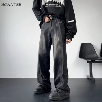 Baggy Džinsi Vīriešu Plaša Kāju Džinsa Bikses Eiropas Streetwear Vintage Unisex Y2k Apģērbu Šiks Hip Hop Джинсы Skaists Visi-saskaņot