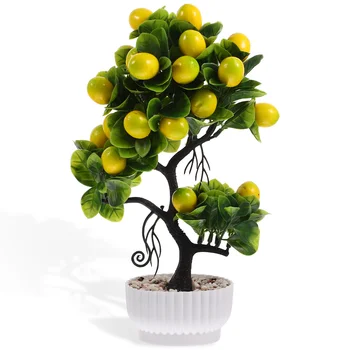 Mākslīgie Augļi Koka Mājas Dekoru Bonsai Imitācijas Rotājumu Imitētu Citronu Mākslīgās Reāli Darbvirsmas Rota Tabletop