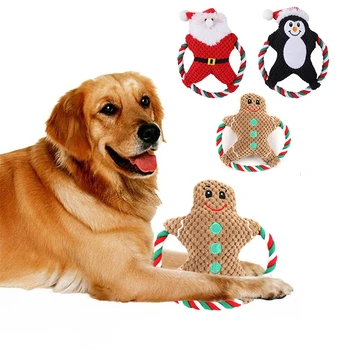 Ziemassvētku Suns Sakost Rotaļlietas Skaņas Bite Izturīgs Rotaļlietu Kucēns Squeaker Plīša Kaulu Molārā Pet Rotaļlietas Zobu Tīrīšana Rotaļlietas