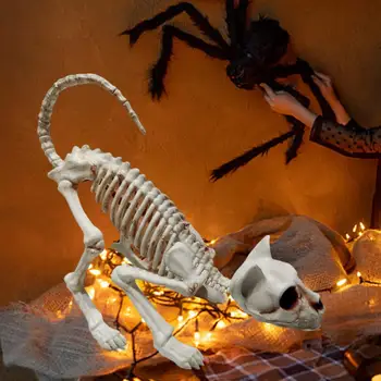 Labs Helovīna Skelets Kaķis Reāli Meklē uzkrītošā Halloween Dekorēšanai Crouching Kaķa Skelets Rāpojošs Dzīvnieku Kauli
