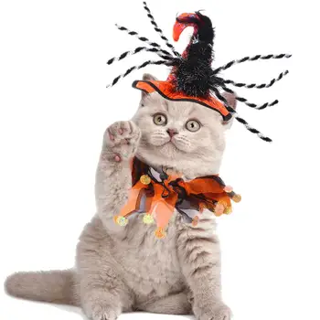 Cat Halloween Apģērbs Cosplay Pet Suns, Kostīmi Zirnekļa Ragana Cepuri Klauns Apkakles Brilles Kaķis Smieklīgi Kostīms Suņu Cat Halloween Daļa