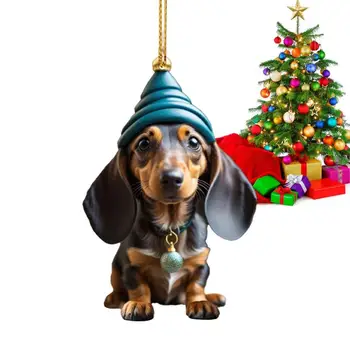 Ziemassvētku Suns Rotājumi Ziemassvētku Dāvanas Suņu Mīļotājiem Suns Rotājumi Automašīnas Suns Tēmu Spilgti Akrila Ziemassvētku Eglītes Rotājumu