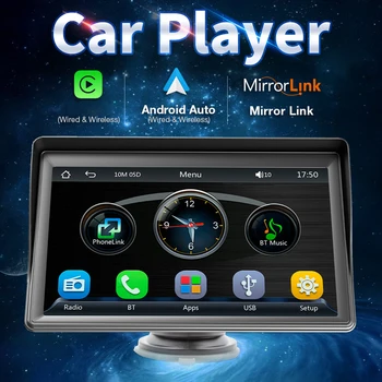 Portatīvie Auto Stereo 7 Collu Auto Radio Touch Ekrāns, Bezvadu Carplay Android Auto, ar Bluetooth saderīgi Mirrorlink Regulējams Statīvs