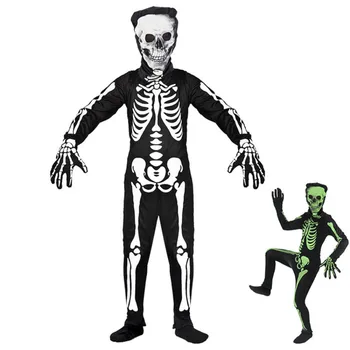 Spoku Festivāls Galvaskausa Skelets Spoku Apģērbu Pieaugušo Bērnu Terora Darbības Cosplay Kleita Halloween Skatuves Grims, Kostīms