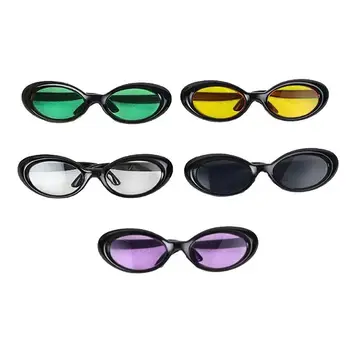 20cm kokvilnas bērnu brilles, ar melnu rāmi saulesbrilles, krāsas mini balts, dzeltens-zaļš, zils, purpura sarkans, melns ovāls lelle
