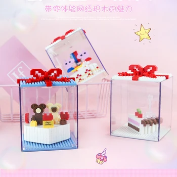 Dzimšanas dienas Kūka Komplekts Mini Bloki Graudu Dzimšanas dienas Torte, Celtniecības Bloki, Bērnu Rotaļlietas Svētku Dāvanu