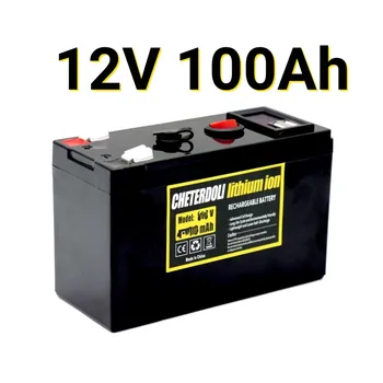 12V Akumulators 100Ah 18650 Litija Baterija Lādējams Akumulators Saules Enerģijas Elektriskā Transportlīdzekļa Akumulatoru,+12.6v3A Lādētāju