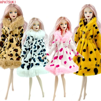 4gab/daudz Ziemas Leopard Mēteļi Apģērbu Barbie Lelle veidā Multi-Krāsu Pūkains Mēteļi Tērpiem 1/6 Leļļu Aksesuāri Bērniem Rotaļlietas