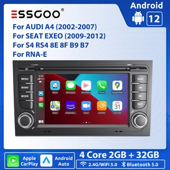 ESSGOO Android 12 Bezvadu Carplay Auto Multimedia Player Audi A4 2002. - 2007.gada S4 RS4 B6, B8 B7 GPS Navigācija Wifi Automašīnas Radio