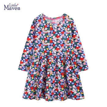 Maz maven 2023 Apģērbu Meitenēm Jaunu Bērnu Apģērbu ar garām Piedurknēm Kokvilnas Rudens Pavasara Ikdienas Drēbes Ziedu Kleitu Kokvilnas