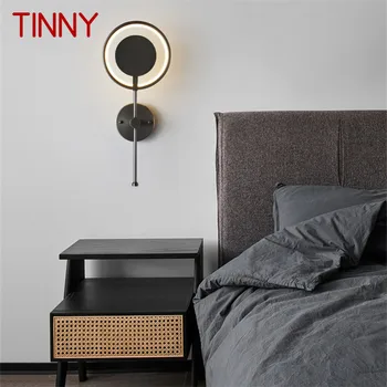 TINNY Mūsdienu Misiņa Sienas Lampas LED 3 Krāsas Vintage Radošais Melns Gulta Sconce Gaismas Mājas Guļamistaba, Dzīvojamā Istaba Dekori