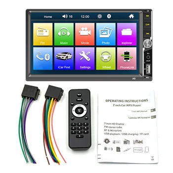 2 Din Auto Radio 7Inch HD Autoradio Multimediju Atskaņotājs, 2DIN Touch Screen Auto Audio, Bluetooth, USB, FM Kamera Auto MP5 Atskaņotāju