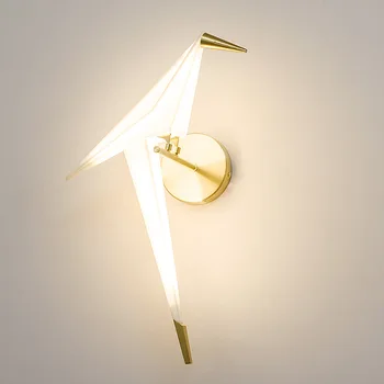 Ziemeļvalstu LED Papīra Dzērves Sienas lampas Mājas Iekštelpu Putnu Dekors Sienas Brā Dzīvojamā Istaba Guļamistaba Gultas Gaismas Zelta Sienas Lampas Spīdumu