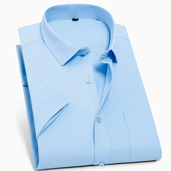 plus lieluma 8XL īsām piedurknēm krekli vīriešiem cietā slim fit oficiālu kreklu, 40%kokvilnas biroja topi biroja apģērbs bezmaksas piegāde priekšmeti