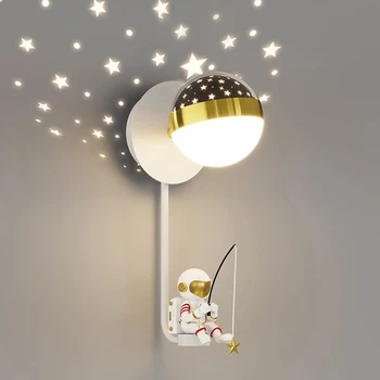Karikatūra LED Sienas Lampa Astronauts Bērnu Istabas Ēdamistabas Dekoru, Sienas lampas Studiju Mazulis Apgaismojums Stiklotajām Eju Lampu Mājas Decoratio