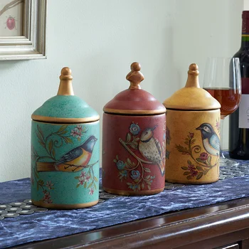 Vintage Keramikas Virtuves Burkas Eiropas stila Apdare Uzglabāšanas Jar Tējas Konfektes Jar Skārda Cukura Bundžiņu Organizators Krāsu Uzglabāšanas Tvertnes