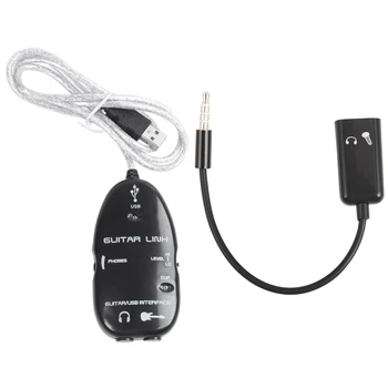 1 Gab. Ģitāra USB Interfeisa Saites Kabeļa Adapteri & 1 Gab., 3.5 mm Audio Splitter Vīrietis, lai Austiņu + Mikrofona Adapteri