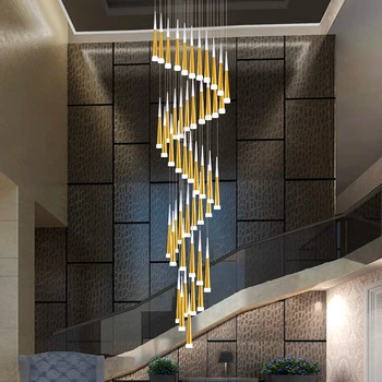 Kāpnes, Lustras gaismas Radošo Villa, viesistaba lukturu Mūsdienu vienkāršu dzīvokļa duplex salona apgaismojums, LED gaismas