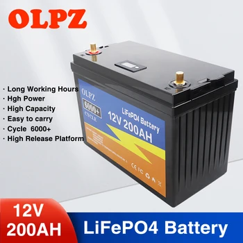 12V 200Ah LiFePO4 Baterijas Iebūvēts BMS Litija Dzelzs Fosfāta Šūnu Pakotni RV Campers Golfa Grozā Saules Glabāšanas Ar Lādētāju