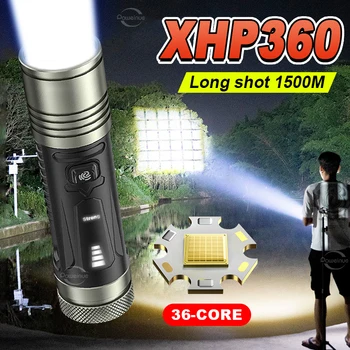 Augstas jaudas XHP360 Led Lukturīti 5 Režīmi Daudzfunkciju Teleskopiskie Zoom Tipa c Uzlādes Pārnēsājams Lampas Jauda Banka Augsta Gaismas Lāpu