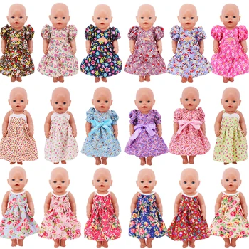 Lelle Drēbes 18inch American Doll&43Cm Atdzimis Cute Lelle Drukāšanas Priekšgala Kleita Slip Kleita Mūsu Paaudzes Bērnu Meitenei Rotaļlietas, Dāvanu