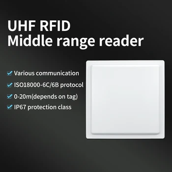 UHF RFID Integrētā 12dBi Antenas lielos attālumos Lasītājs Ūdensizturīgs IP67 RS232,RS485,RJ45,Wiegand 26/34