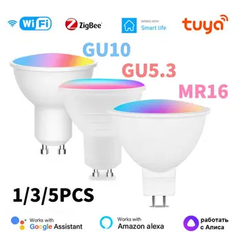 Tuya Zigbee/WIFI Smart Spuldzes GU10/GU5.3/MR16 RGB Aptumšojami LED Spuldzes 5W Smart Dzīves Aktualitātes Kontroli Caur Alexa, Google Home