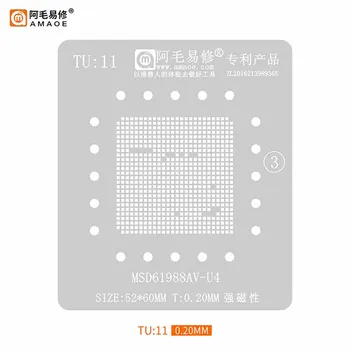 Amaoe TU11 BGA Reballing Trafaretu, lai MSD61988AV-U4 LCD TV Galvenās Vadības CPU Chipset Lodēšanas Alva Augu Neto Siltuma Veidni 0,2 MM