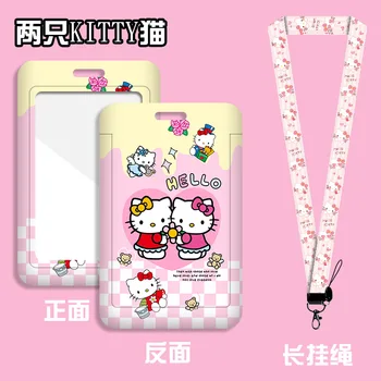 Sanrio Rozā Hello Kitty Siksniņa ID Kartes Turētāja, Kartes Karājas Virve Darbinieka ID Lietā
