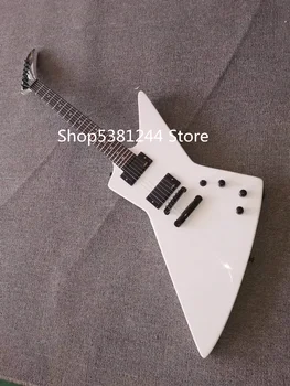 Bezmaksas piegāde, 6-stīgu elektriskā ģitāra, zosu formas, baltā krāsā, customizable