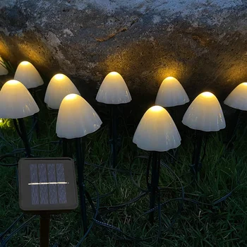 LED Āra Saules Sēņu Apgaismojums Ūdensnecaurlaidīgs Ainavu Ziemassvētku Vainags Pasaku String Lampas Pagalmā Zāliens Dārza Terases Apdare